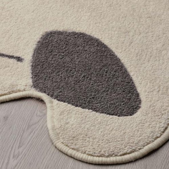Köpek Temalı Çocuk Odası Halısı MeridyenDukkan Kırık Beyaz 66x110 cm IKEA , Kaydırmaz Halı - 2