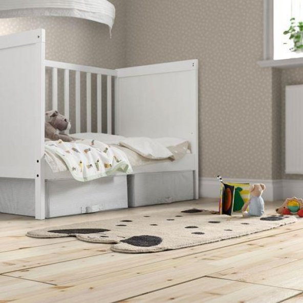 Köpek Temalı Çocuk Odası Halısı MeridyenDukkan Kırık Beyaz 66x110 cm IKEA , Kaydırmaz Halı - 4