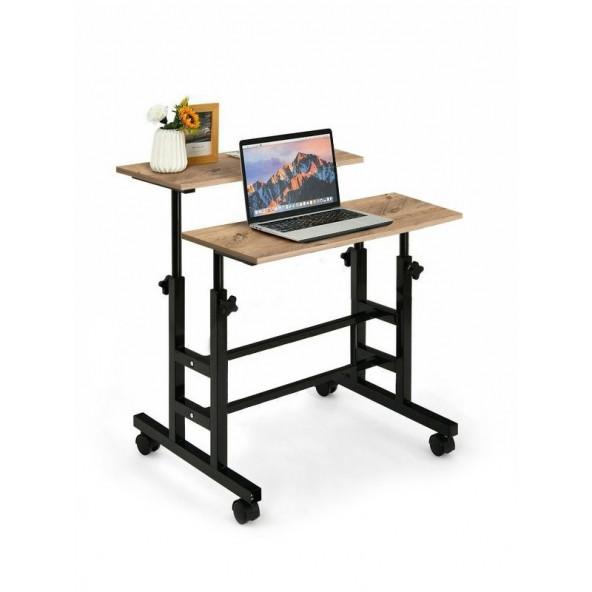 servetavcı Yükseklik Ayarlı Bilgisayar/Laptop ve Çalışma Masası - Atlantik Çam (Tekerli) 80x60 - 2