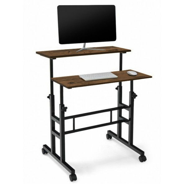 servetavcı Yükseklik Ayarlı Bilgisayar/Laptop ve Çalışma Masası - Ceviz (Tekerli) 80x60