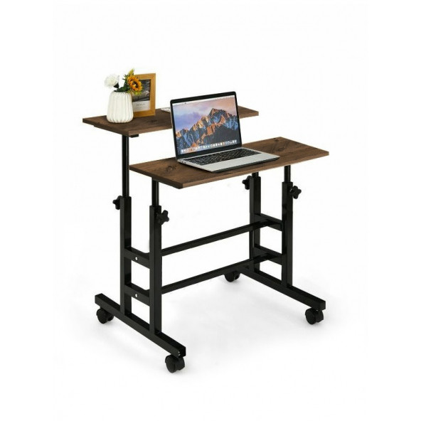 servetavcı Yükseklik Ayarlı Bilgisayar/Laptop ve Çalışma Masası - Ceviz (Tekerli) 80x60 - 2