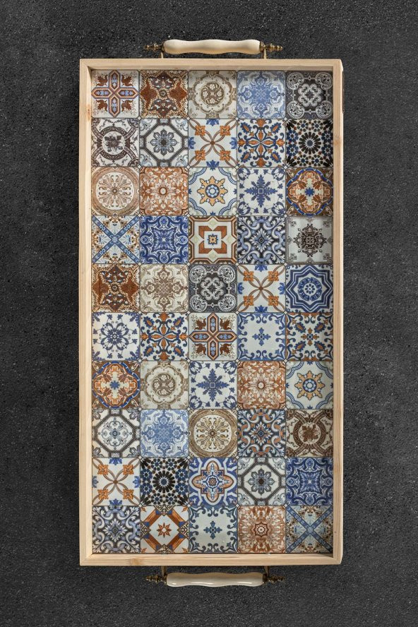 Esperanza Tepsi 62x32CM Doğal Masif Seramik Sunum Tepsisi - 11