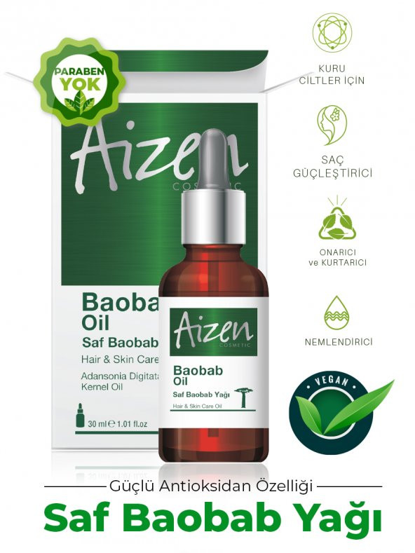 Aizen Saf Baobab Yağı Saç ve Cilt Bakımı 30ml - 2