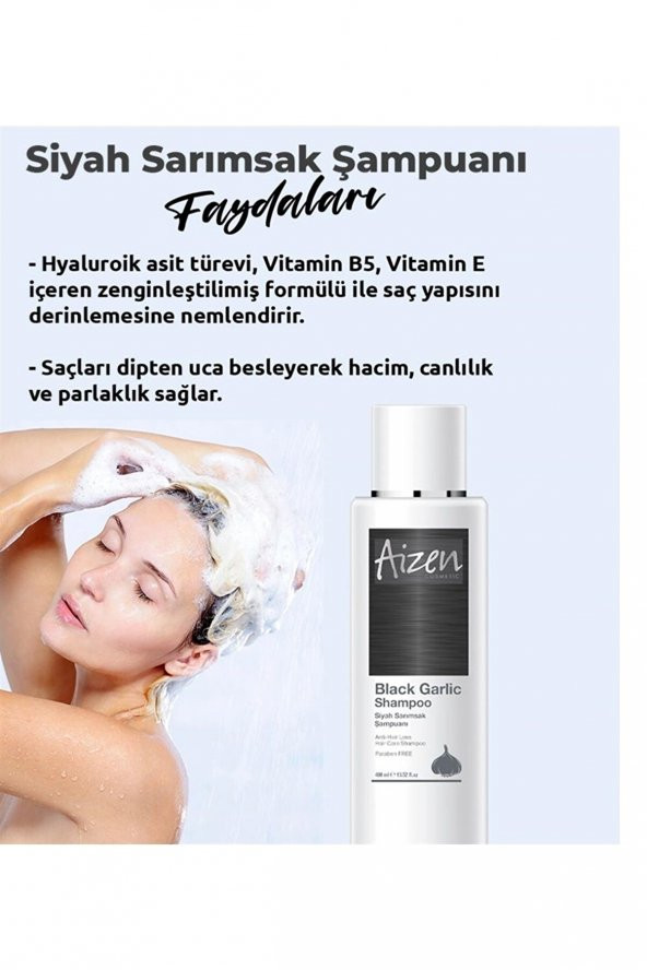 Aizen Siyah Sarımsak Şampuanı Saç Onarıcı,Besleyici,Uzamaya Yardımcı Şampuan 400 Ml - 2