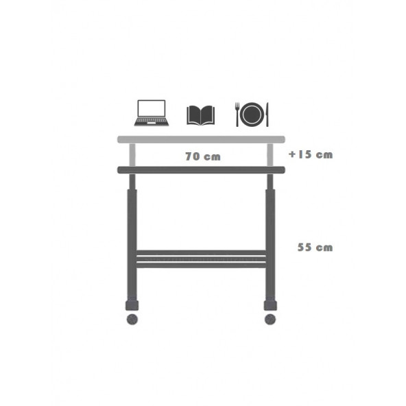 servetavcı Kitaplıklı ve Yükseklik Ayarlı Laptop Sehpası ve Çalışma Masası - Ceviz (Tekerli) - 2