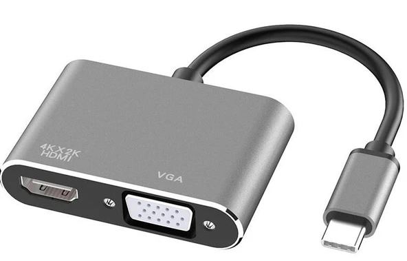 Usb Type C To Hdmi Vga 3.1 4k Çevirici Dönüştürücü Adaptör