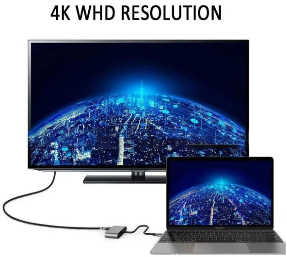 Usb Type C To Hdmi Vga 3.1 4k Çevirici Dönüştürücü Adaptör - 3