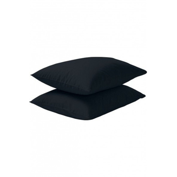 Julia Home %100 Pamuk 2'li Ranforce 50x70 Yastık Kılıfı JH SİYAH 2'Lİ