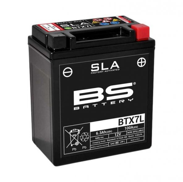 BS BATTERY BTX7L (SLA) VL250 Intruder (2000) Akü