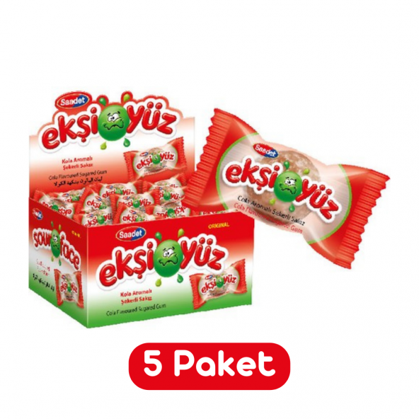 Saadet Ekşiyüz 3.5 Gr x 100 Adet Kola Aromalı Sakız 5 Paket