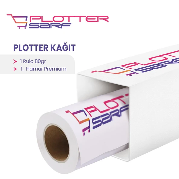 PlotterSarf 1.Hamur Premium Opak 80 gr Plotter (Çizim) Kağıdı 45cm x 100mt (1 Rulo) ürün görseli