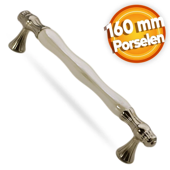 Beneth Lüks Porselen Mobilya Mutfak Çekmece Dolap Dolabı Kulpu Kulpları Kulbu 160 Mm Sedef Krom
