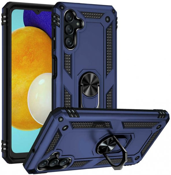 Samsung Galaxy A04S Kılıf Yüzüklü Standlı Tank Zırh Silikon - 3