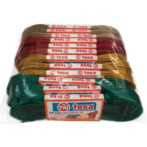 Temsan 12 li PVC Kaplama 10 Metre Çelik Çamaşır İpi