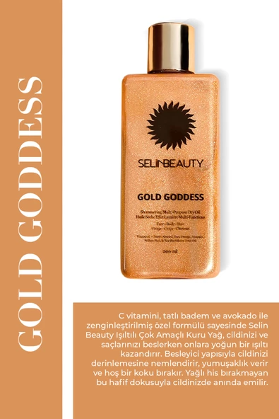 Selin Beauty Gold Goddess Shimmering Multi Purpose Dry Oil 200 ML