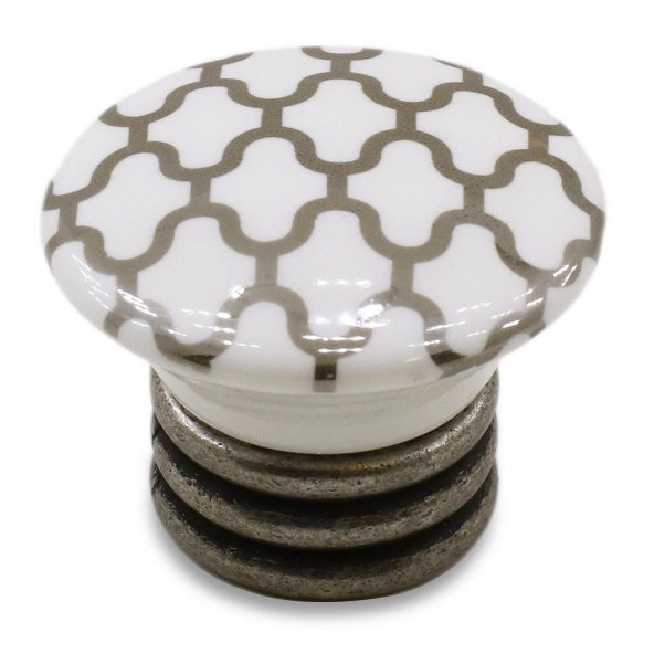 Lüks Porselen Düğme Mobilya Çekmece Dolap Kapak Kulpu Kulbu Beyaz Antik Gümüş - Resim 2