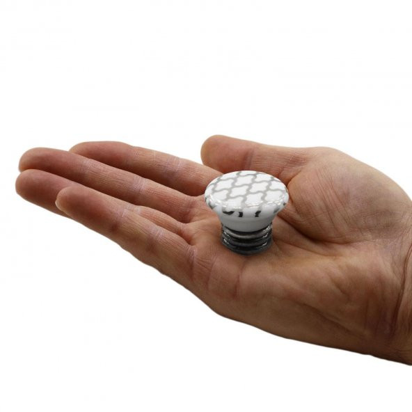 Lüks Porselen Düğme Mobilya Çekmece Dolap Kapak Kulpu Kulbu Beyaz Antik Gümüş - Resim 4