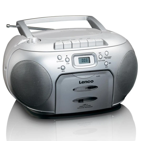 LENCO SCD-420 SI - TAŞINABİLİR Müzik Seti FM RADYO CD KASET ÇALAR Gümüş - 2