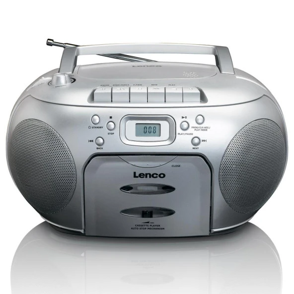LENCO SCD-420 SI - TAŞINABİLİR Müzik Seti FM RADYO CD KASET ÇALAR Gümüş - 3