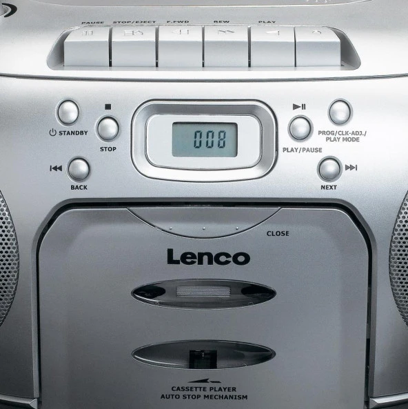 LENCO SCD-420 SI - TAŞINABİLİR Müzik Seti FM RADYO CD KASET ÇALAR Gümüş - 5