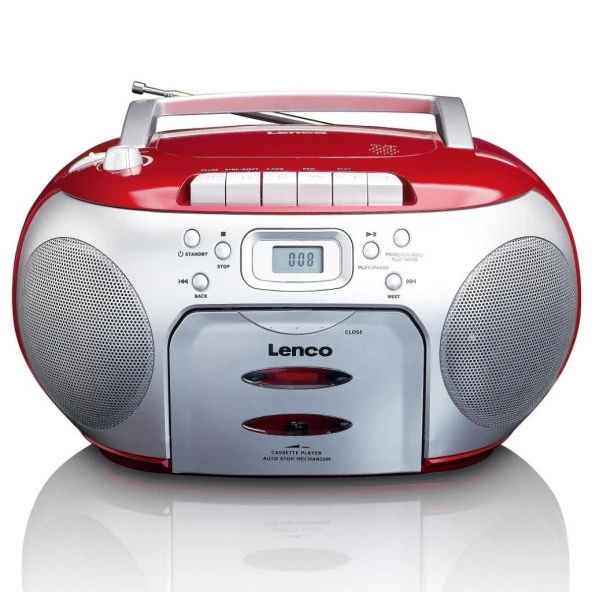 LENCO SCD-420 RD - TAŞINABİLİR Müzik Seti FM RADYO CD KASET ÇALAR Kırmızı Gümüş - 3