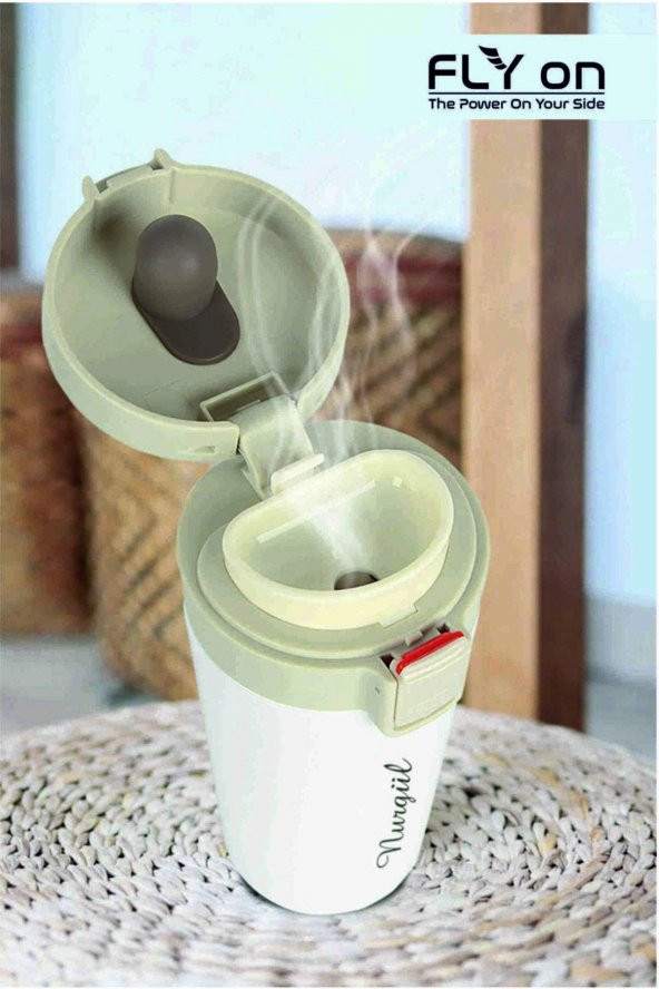 Kişiye Özel Isim Baskılı Tek El Basmalı Çelik Termos 350 ml Çift Katmanlı Snape Filtreli - 3