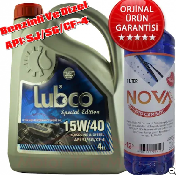 Lubco 15W40 4 Litre Benzinli-Dizel Motor Yağı +Oto Cam Suyu