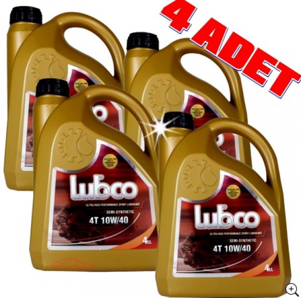 Lubco 4T 10W/40 4 Litre 4 Zamanlı SentetikMotoSiklet Yağı(4 ADET)