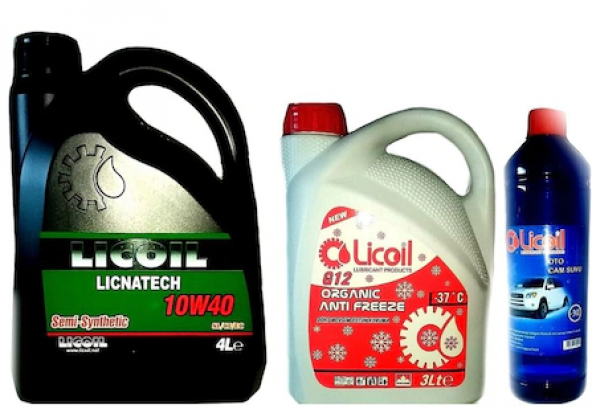 Licoil 10w40 semi-sentetik 10w40 4lt+kırmızı -37 3lt antifriz+cam suyu