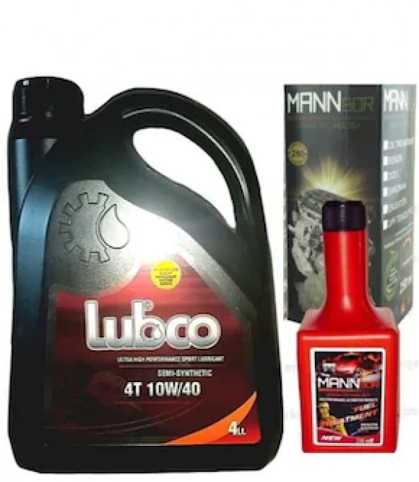 Lubco Semi-Sentetik 4T 10w40 4lt Motosiklet Yağı + Mann benzin katkısı 250ml