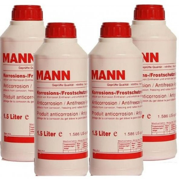 Mann Organik Kırmızı Antifriz 1.5 LT X 4    1.5lt  TOPLAM 6 LT