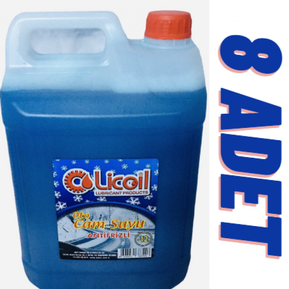 Licoil Antifrizli &Parfümlü&ŞampuanlıOto Cam Suyu -12C   5 Litre 8 Adet