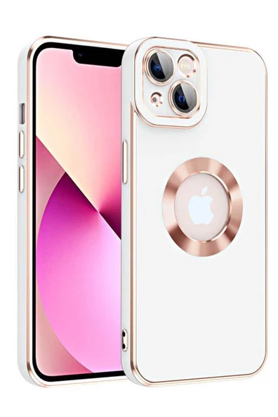 iPhone 14 Plus Kılıf Kamera Korumalı Logo Çevresi Halka Tasarım Lüx Kapak - 3