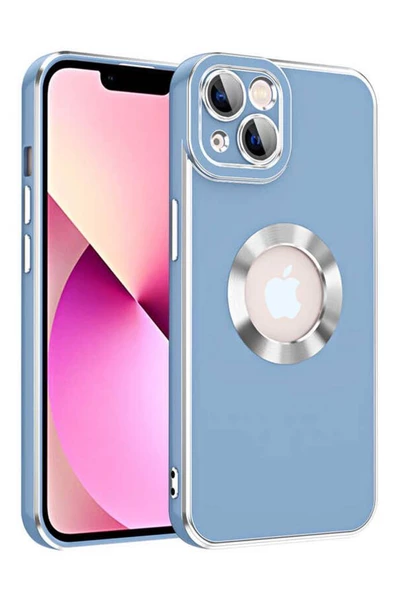 iPhone 14 Plus Kılıf Kamera Korumalı Logo Çevresi Halka Tasarım Lüx Kapak - 8