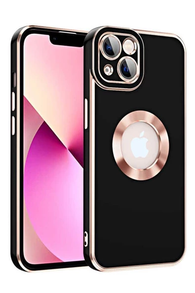 iPhone 14 Plus Kılıf Kamera Korumalı Logo Çevresi Halka Tasarım Lüx Kapak - 6