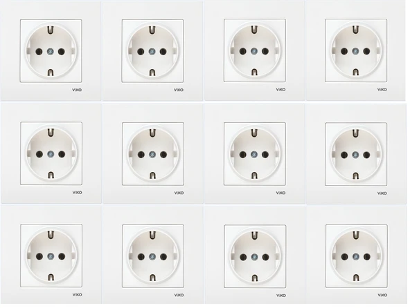 Viko Karre Topraklı Çocuk Korumalı Priz + Çerçeve Beyaz 12 Adet - 2