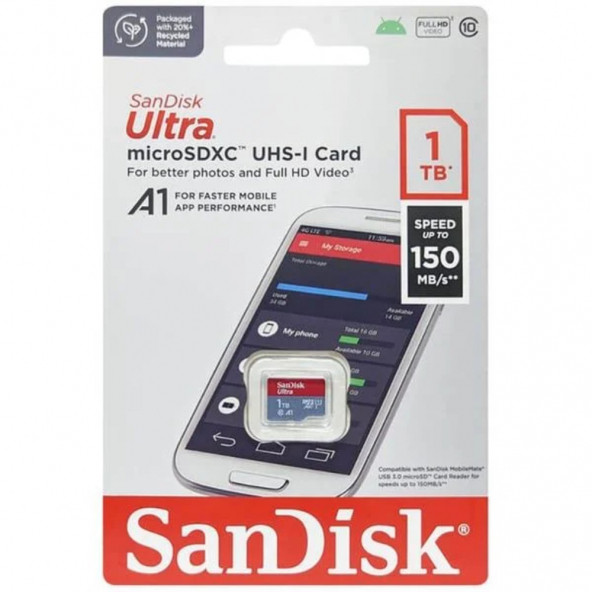 Sandisk Ultra 1Tb 150Mb/S Microsdxc Uhs-I Hafıza Kartı Sdsquac-1T00-Gn6mn - 1