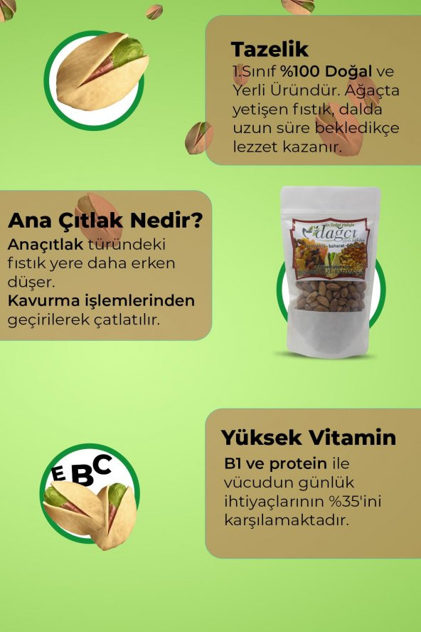 Antep Fıstığı Ana Çıtlak 500 gr 1.Kalite İri Boy Kuruyemiş - 3