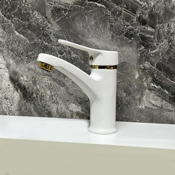 Venita Beyaz Gold Yüksek Gövde Lavabo Batarya - 5