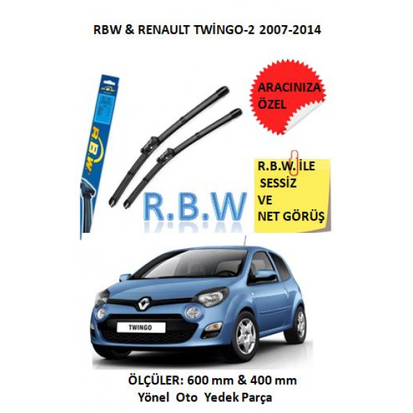 RBW Renault Twingo -2 (2007-2014) Aracınıza Özel Muz Tip Silecek Takımı