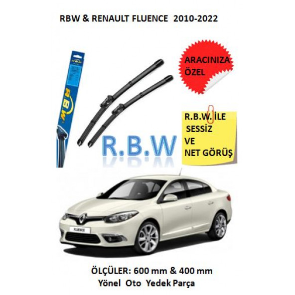 RBW Renault Fluence (2010-2022) Aracınıza Özel Muz Tip Silecek Takımı