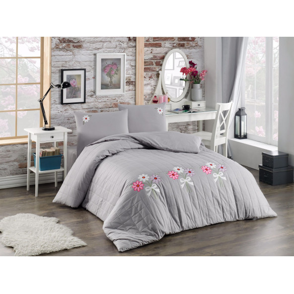 Fulya Nakıslı Dört Mevsim Set-Gri - 4