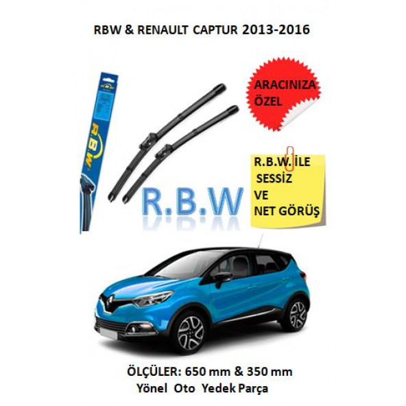 RBW Renault Captur (2013-2016) Aracınıza Özel Muz Tip Silecek Takımı