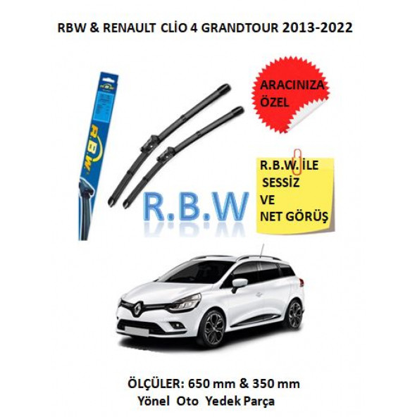 RBW Renault Clio 4 Grandtour (2013-2022) Aracınıza Özel Muz Tip Silecek Takımı