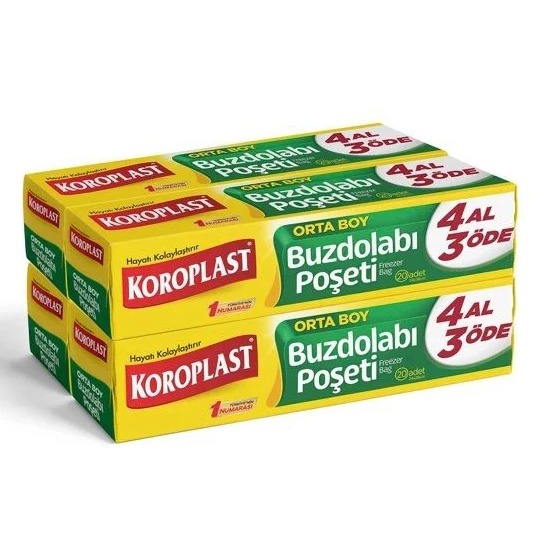 Koroplast Orta Boy Buzdolabı Poşeti 80'li 3+1