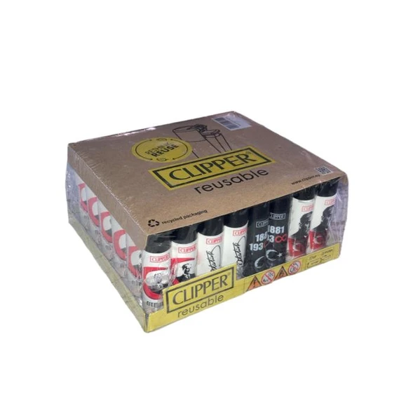 Clipper Pocket Atatürk Desenli Taşlı Cakmak 48 Adet 7119 - 2