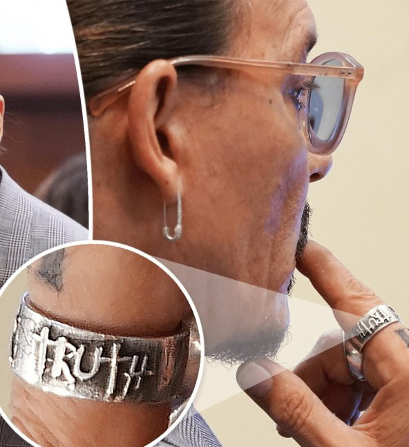Truth (Gerçek) Yazılı Johnny Depp Yüzüğü Şekilli Unisex Yüzük Gümüş Kaplama Ayarlanabilir El Yapımı Gotik Yüzük