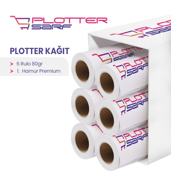 PlotterSarf 1.Hamur Premium Opak 80 gr Plotter (Çizim) Kağıdı 91.4cm x 50mt (6 Rulo) ürün görseli