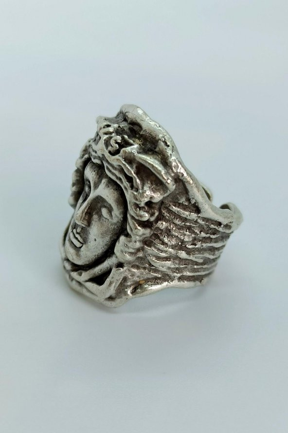 Medusa Şekilli Kadın Yüzük Gümüş Kaplama Ayarlanabilir El Yapımı Kadın Yüzük - 4