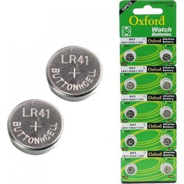 OXFORD AG3 LR41 ALKALİN SAAT PİLİ 10 ADET 1.5V DÜĞME PİL - 1